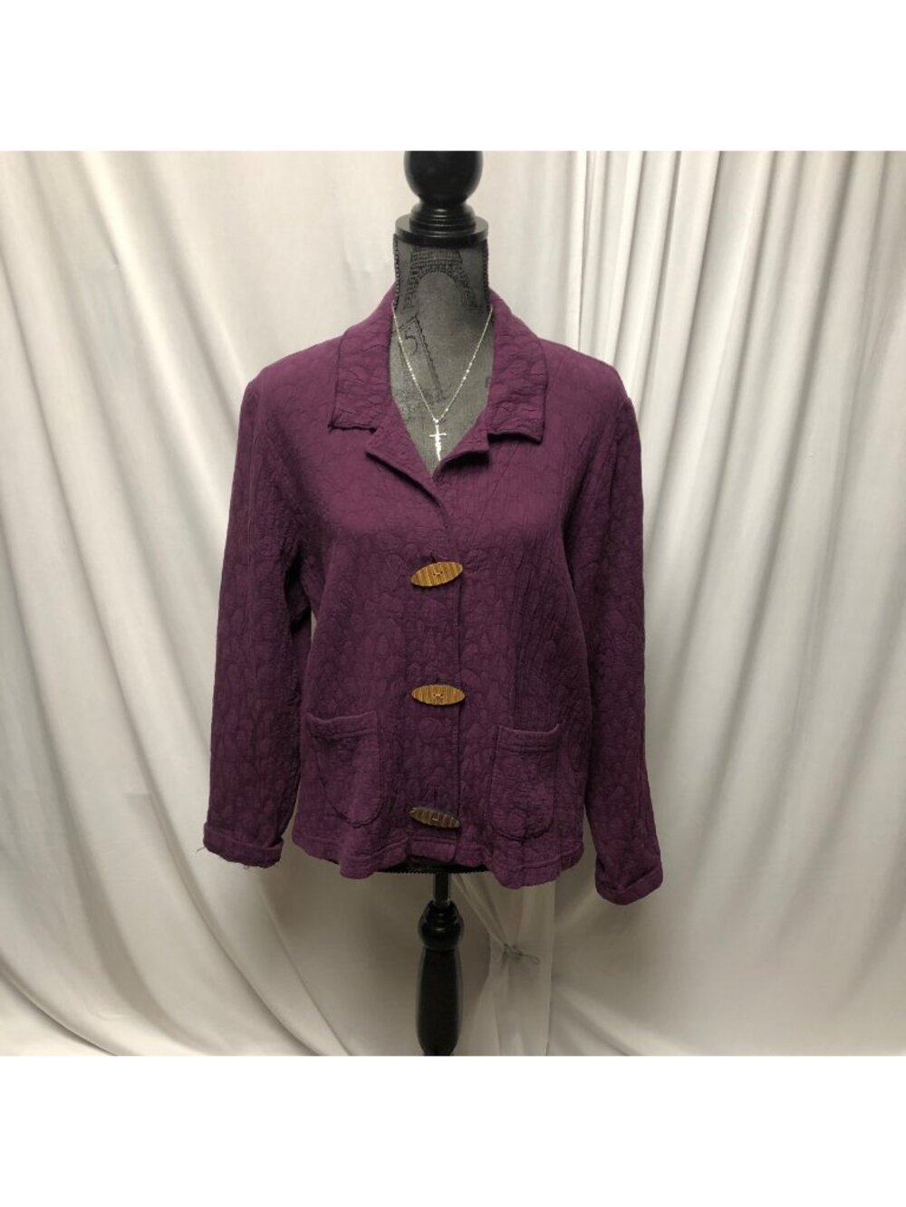 Produce Company Jacket Womens Size Medium Purple Textured Cotton Lagenlook USA